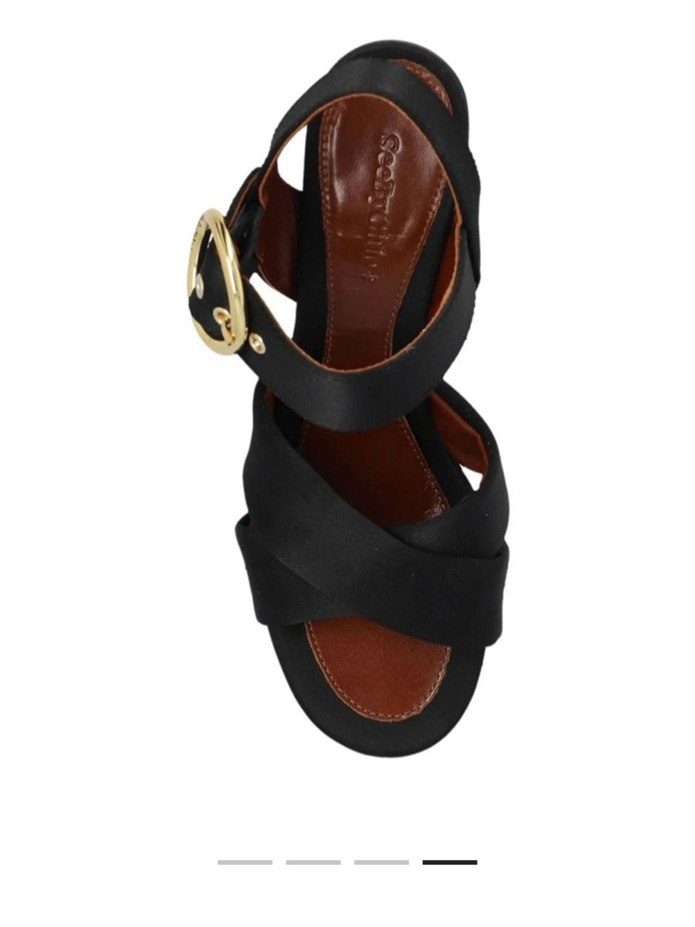$405.81 See By Chloé Black Satin 110mm platform sandals size 38 - Picture 4 of 10